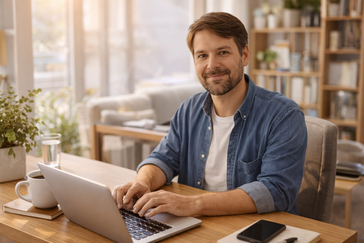 Keith working at a desk